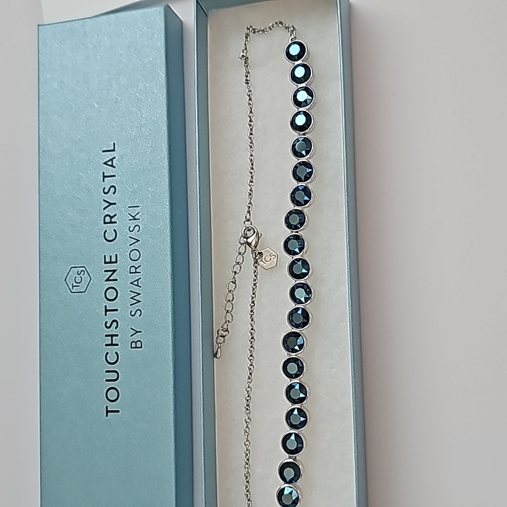 Crystal Glimmer Necklace, Blue